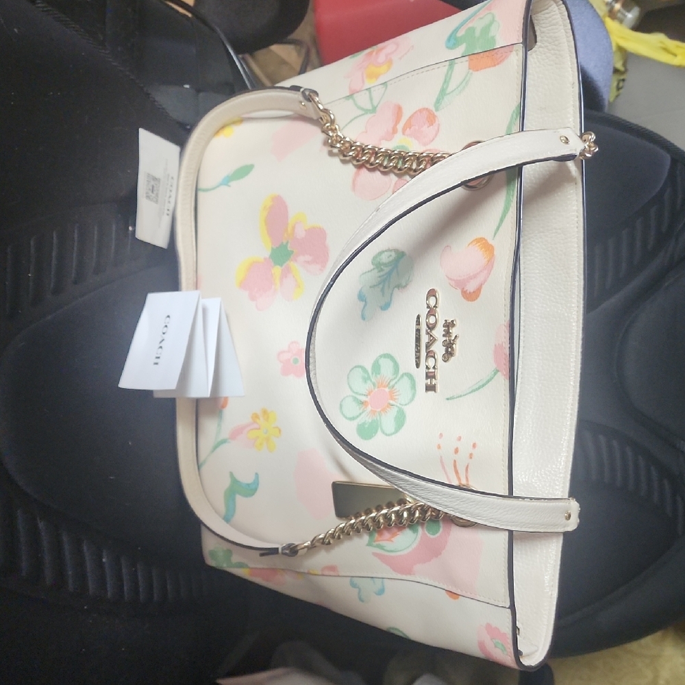 Coach Cream Floral Tote Bag